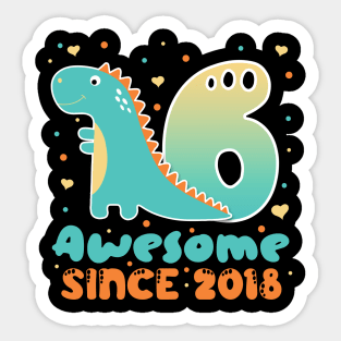 6th birthday boy tee 6th birthday dinosaur Dinosaur For Boy Dinosaur Party 6 year old birthday boy copy Sticker